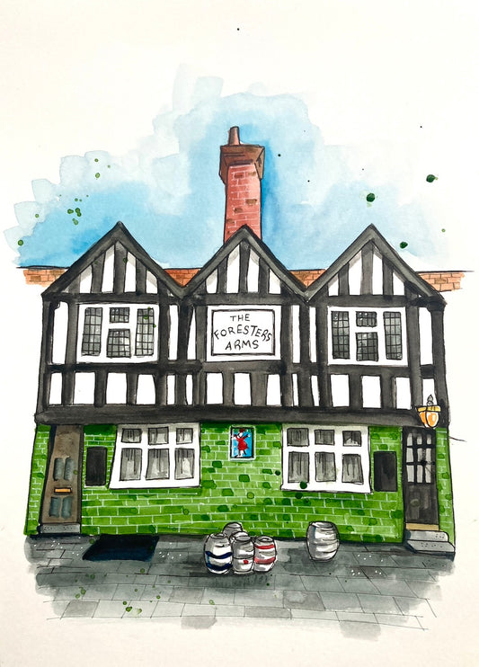 Jo Romero's drawing of The Foresters Arms, Reading